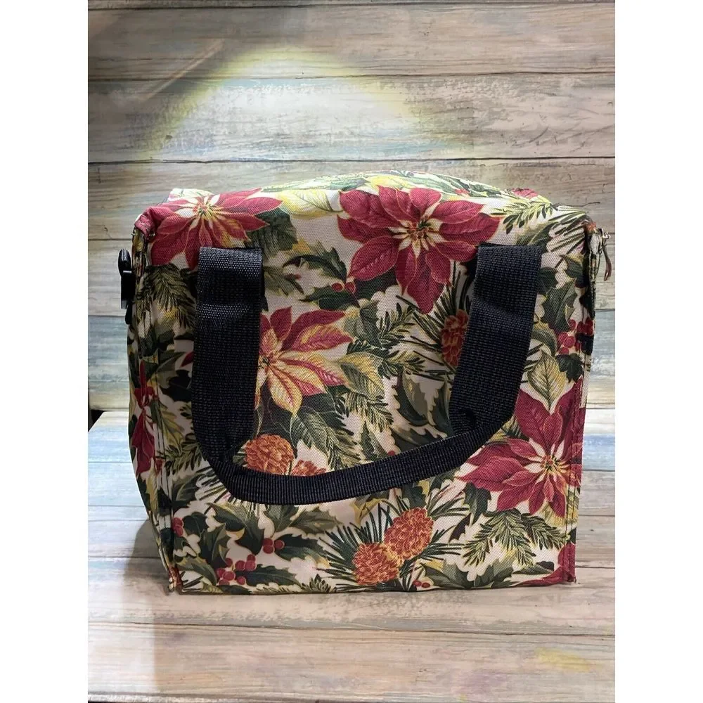 Insulated‎ Lunch Bag Leak-proof Thermal Cooler Tote Floral Holiday Green Red NEW